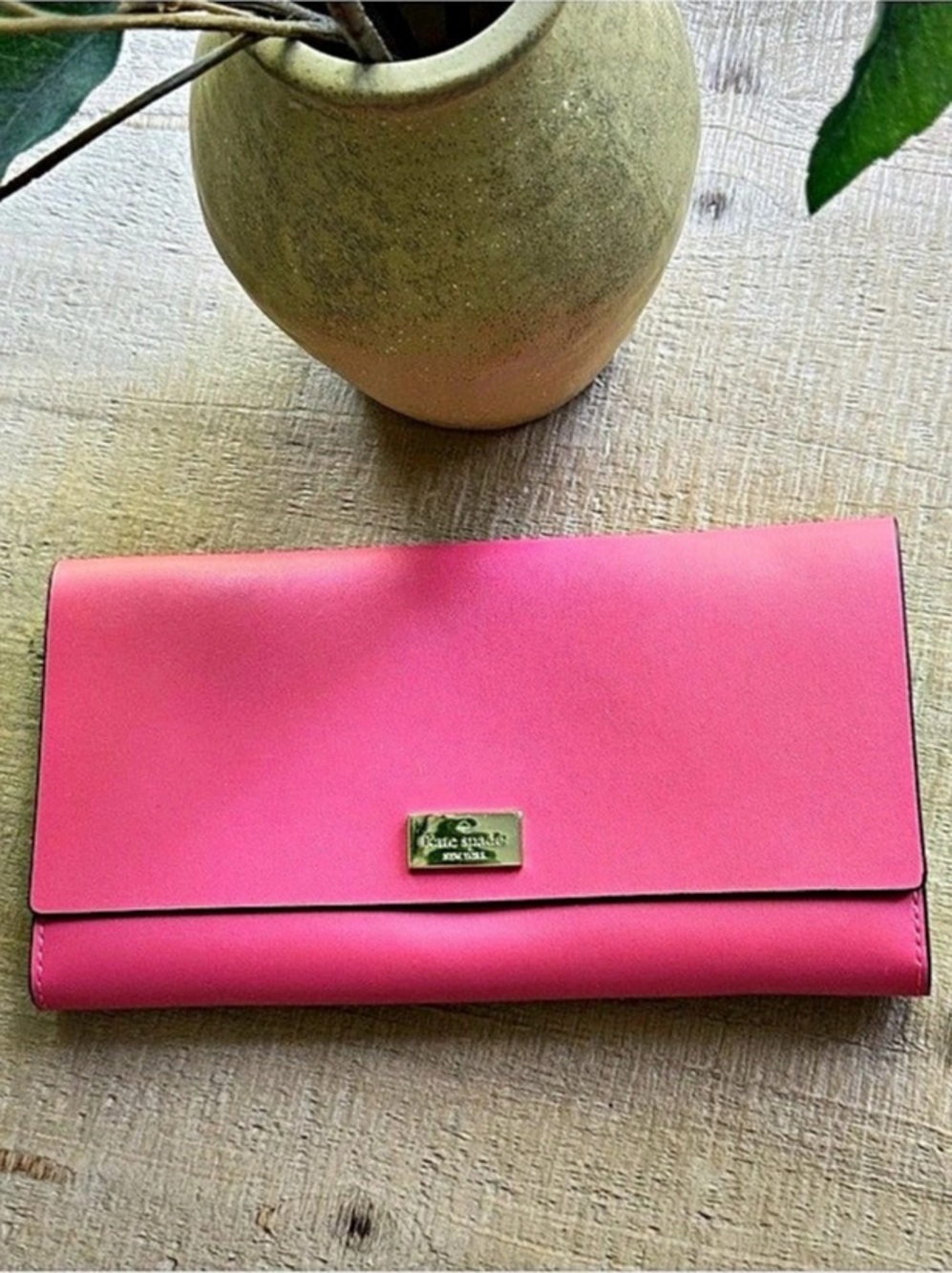 Kate Spade New York Harbour Hill Pim Pink Smooth Leather Continental Wallet